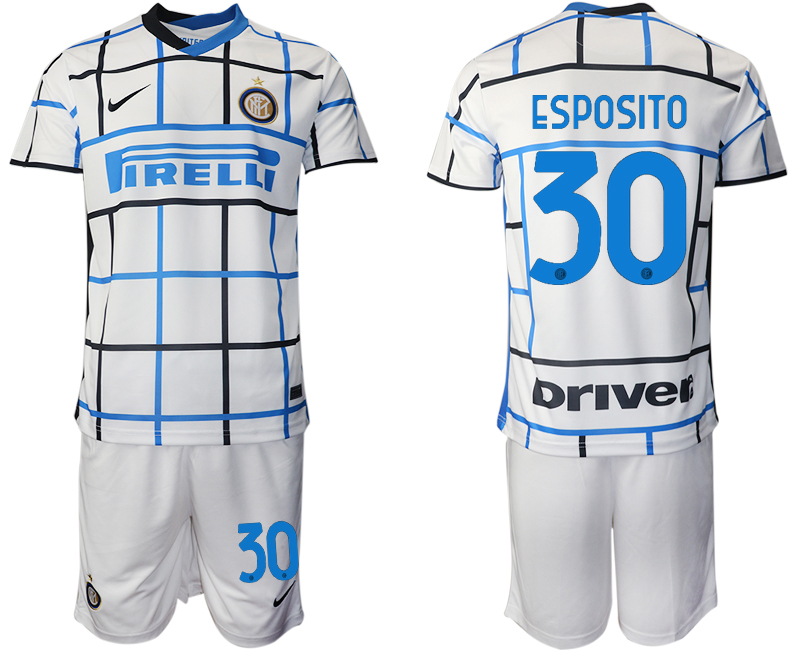 Men 2020-2021 club Inter milan away #30 white Soccer Jerseys